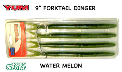 ARTIFICIALE  SILICONICO YUM FORKTAIL DINGER 9" col WATERMELON CONF 4 PZ