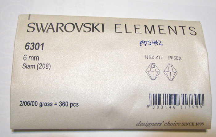 Swarovski Crystal 6301 Bicone Pendant Beads 6mm SIAM Factory Pack  FPS442