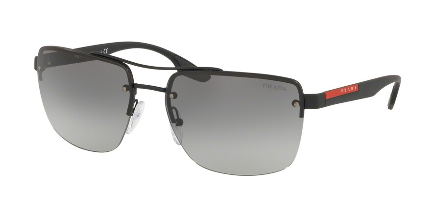 Pre-owned Prada Linea Rossa Sps 60u Black Rubber/grey Shaded (dg0-3m1) Sunglasses