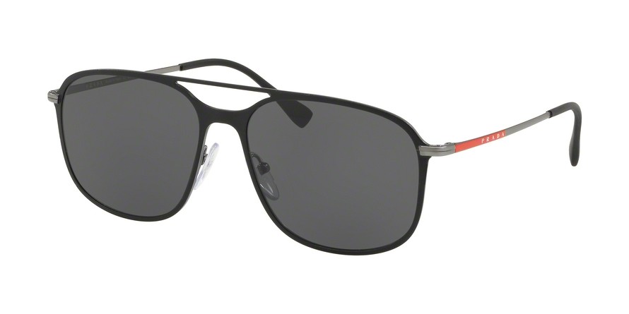 Pre-owned Prada Linea Rossa Ps 01zs Black/dark Grey Polarized (dg0-02g) Sunglasses In Gray