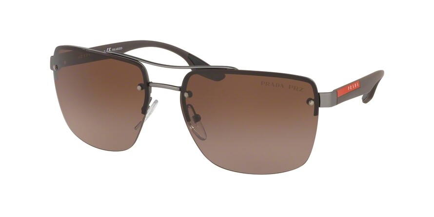 Pre-owned Prada Teddy Pr 58os Pale Gold/violet Brown Mirrored (zvn-2h2) Sunglasses In Brown Shaded Polarized