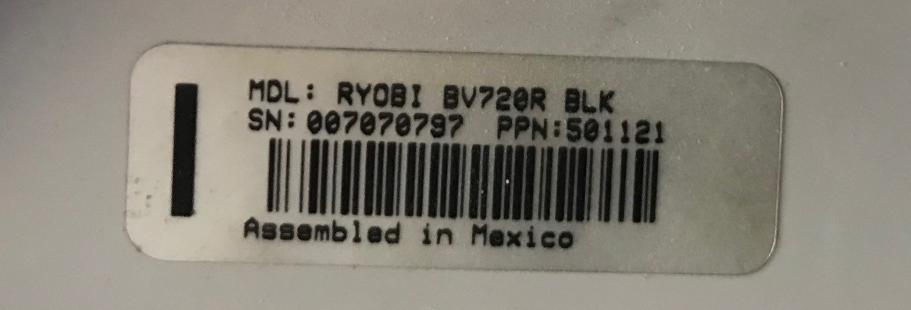Ryobi Trimmer Plus 120 MPH Blower/Vacuum BV720r Full Attachment No bag