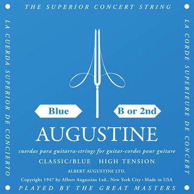 Classic/Blue - High Tension Nylon Guitar Strings Single B (2nd) String Augustine