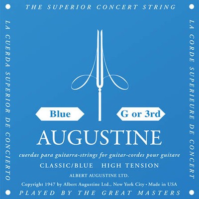 Classic/Blue - High Tension Nylon Guitar Strings Single G (3rd) String Augustine