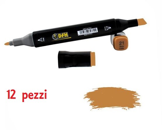 Set 12 Pz Pennarelli Doppia Punta Scuola Disegno Colore 21 Caffè Coffee dfh