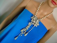 New Luxury Unique Floral Pendant Necklace & Pearl Diamante Chunky Statement Necklace