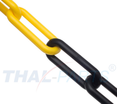 25m Absperrkette Kunststoff 6mm Gelb-Schwarz Warnkette, Plastikkette