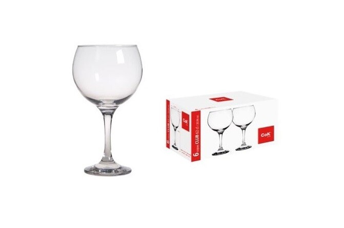 Set Servizio 6 Pezzi Bicchieri Calici Copa Club 62cl Vetro sus