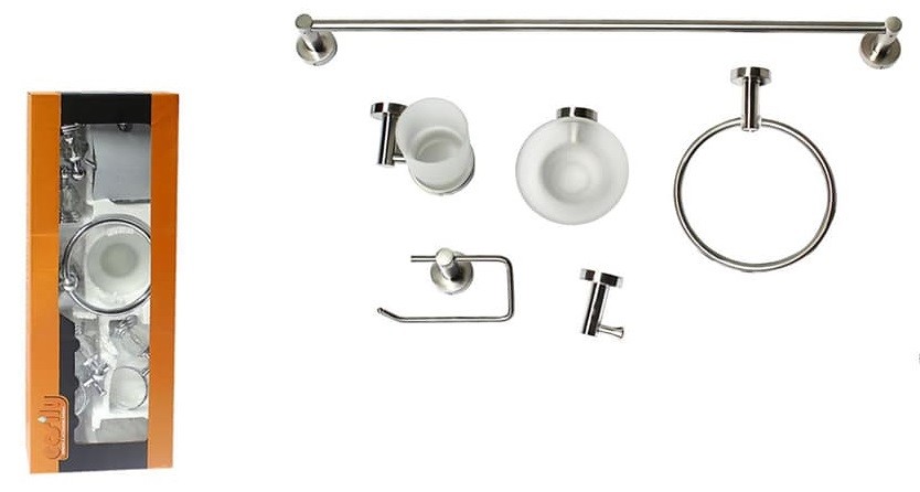 Bagno 6 Accessori Cromato Porta Asciugamano Rotolo Bicchiere Spazzolin 52440 dfh