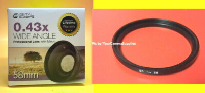 0.43X SUPER WIDE ANGLE LENS with MACRO 55mm-58mm to SONY FDR-AX53 18-70 55-200  