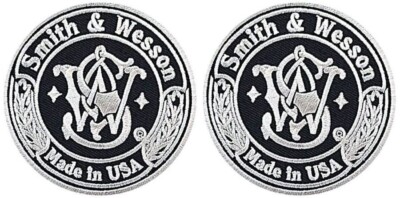 Smith and Wesson Firearm Gun Embroidered Patch | 2PC HOOK BACKING   3''x3''