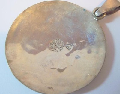 Vintage Taxco Mexico Sterling and Crushed Turquoise Twin Faces Pendant