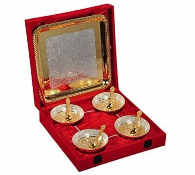 Made of Brass Gold Plated Bowl Set of 9 Pcs with Box US