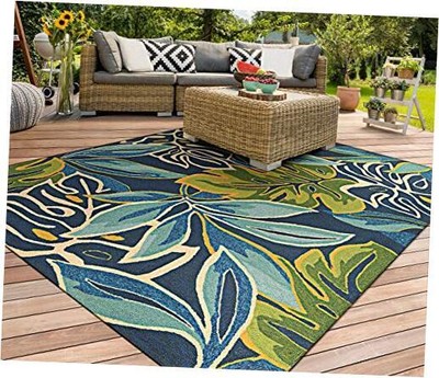  Covington Collection Areca Palms Rug, 2 by 3-Feet, 2' x 4' Azure-forest Green