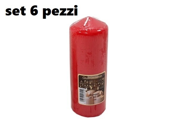 Set 6 Pezzi Candele Cera Profumate Fragranza Fragola 6,5x14cm dfh