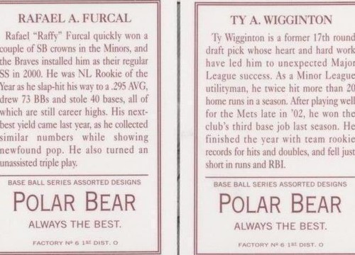 2003 Topps 205 - Rafael Furcal Ty Wigginton #TF55