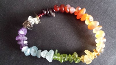 4-7mm Natural 7 Chakra Stone Nugget Chips Smooth Beads 7'' Stretchable Bracelet