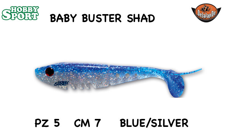 BABY BUSTER SHAD DELALANDE  7 CM COL. 153 BLUE/SILVER SILICONICO SPINNING 5 PZ