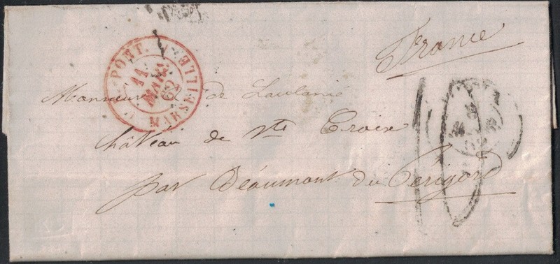 Marseille -2 E.Pont. 2. - Cachet Rouge Le 9 Mars 1862- Lettre Avec Texte De Rome