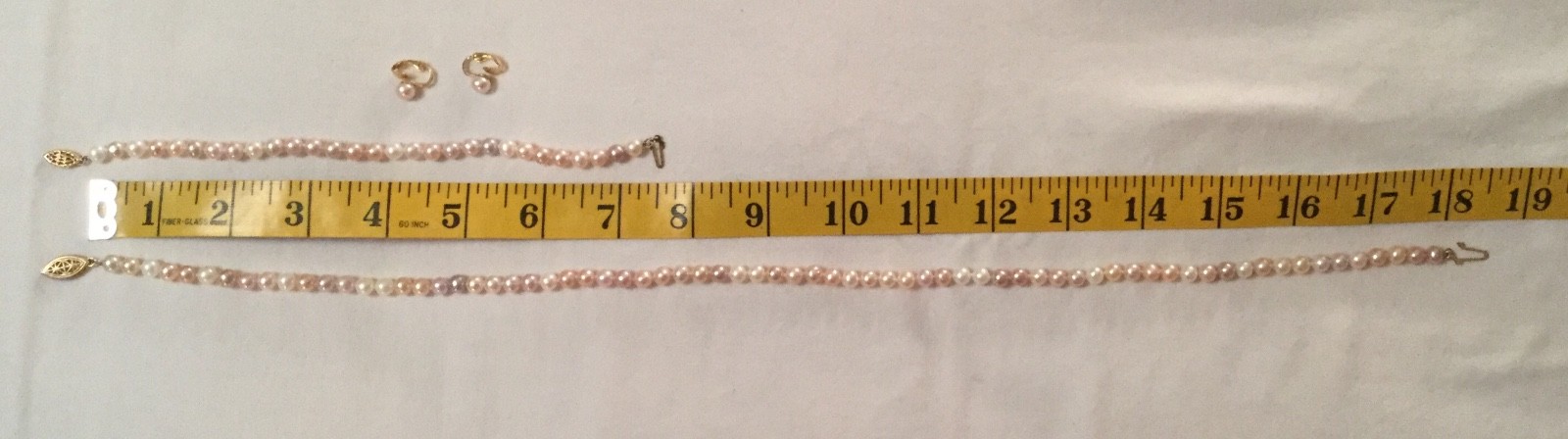 Set 14 ct Gold Genuine 3 Tone Pearl 18