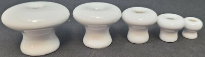 White Round Porcelain Knob WITH HOLE Handle Pull 1/2, 3/4,1,1-1/4, 1-1/2 antique
