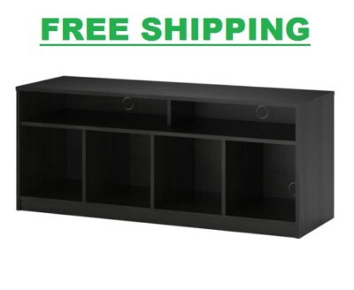 Storage Shelf Media Console Table Entertainment Center Black