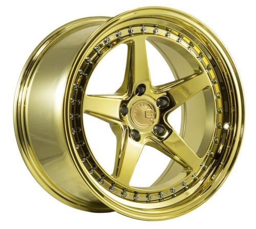 Aodhan DS05 5x114.3 19x9.5+22 Gloss Black W /Gold Rivets