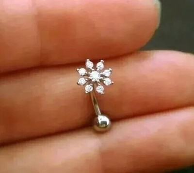 1.30Ct Round Lab-Created Diamond Women's Belly Button Ring 14K White Gold Finish