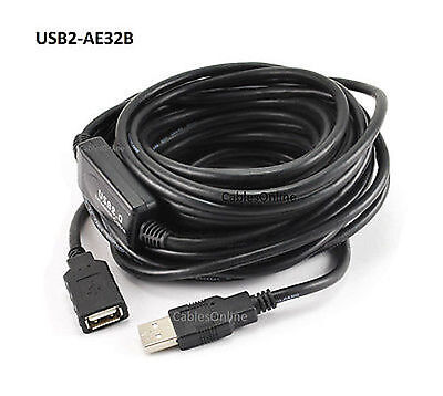 30ft USB 2.0 Type-A Male/Female Active (Booster) Extension Cable, USB2-AE32B