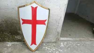 Knight Red Cross Battle Knight Templar Heater Armor Crusader Warrior Shield
