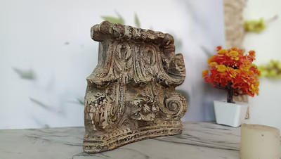 Old Antique Wooden Carved Candle Holder / Indian Architectural Salvaged Heavy ba