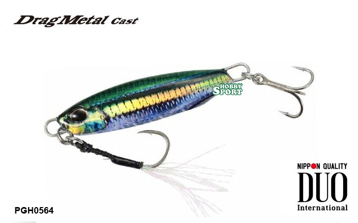 DUO DRAG METAL CAST GR 40 COL PGH0564 VERDE-ORO ASSIST HOOK PESCA MARE SPINNING