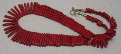 hand made red howlite gradual stick bead necklace/18''(Z113-w2) 