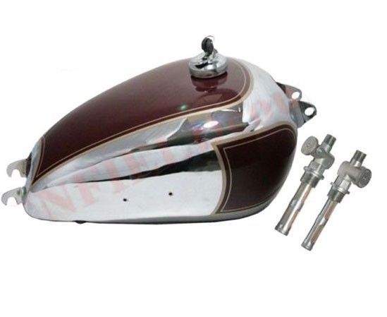 BSA A7 Plunger 500 Star Twin Golden Flash Chrome Maroon Fuel Tank With Cap & Tap