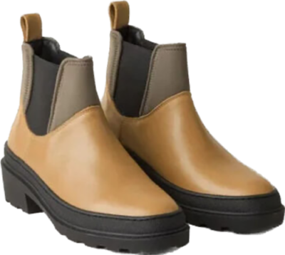 COS Chunky Sole Leather Ankle Chelsea Boots Tan Black Platform Slip On Size 6