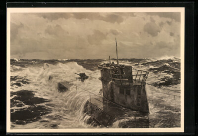 Artist Postcard Claus Mountains: Submarine IN Atlantic By Claus Mountains
