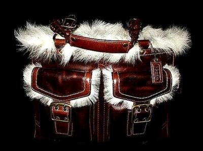 NWT Coach Shearling Fur Tobacco Brown Pocket Leather Gallery