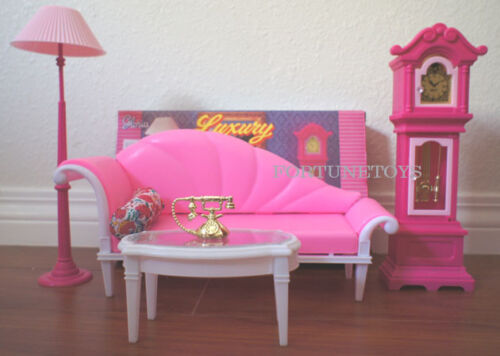 NEW GLORIA DOLL HOUSE FURNITURE LUXURY (96010) PLAYSET w/Princess Chair+Clock