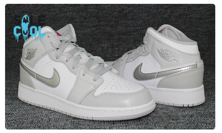 Pre-owned Jordan Nike Air  1 Mid Grey Shoes 555112-012 In White