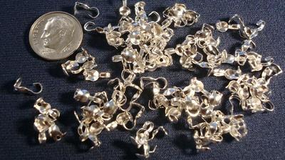4mm Silver plated open clam shell metal bead tips 100+pcs clasp findings fpc204