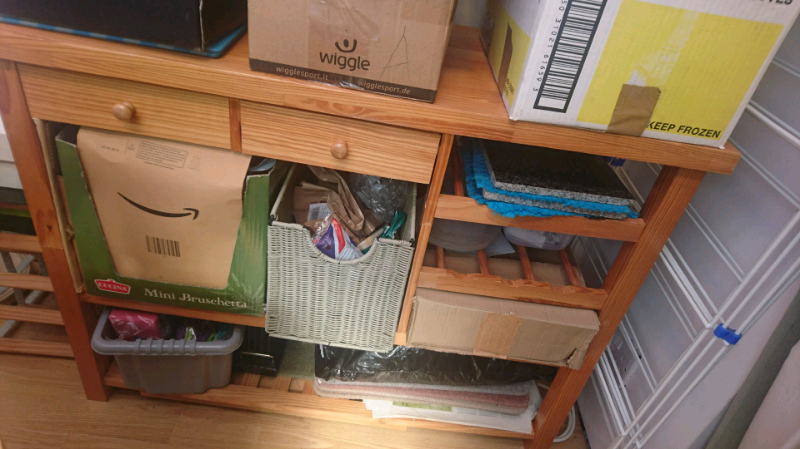 Brown Varnihsed Oak Kitchen Island kitchen island freestanding 25