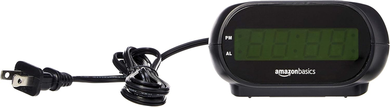 Small Digital Oval Alarm Clock With LED Display, Nightlight & Battery Backup, Bl