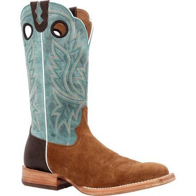 Pre-owned Durango Men's 13" Prca Collection Roughout Western Boot Whiskey Tobacco/aqua - D In Brown