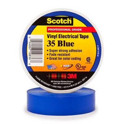 3/4'' x 66' Blue 3M? Electrical Tape 7 Mil 10 Rls/Case