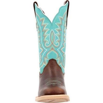 Pre-owned Durango Women's 12" Lady Rebel Pro Pull On Western Boot Bay Brown/arctic Blue -