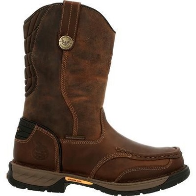 Pre-owned Georgia Boot Men's 11" Athens 360 Soft Toe Waterproof Pull-on Work Boot Brown -