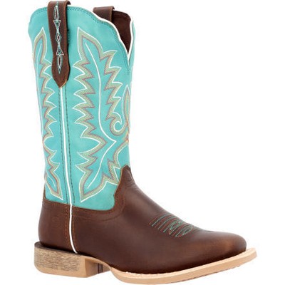 Pre-owned Durango Women's 12" Lady Rebel Pro Pull On Western Boot Bay Brown/arctic Blue -
