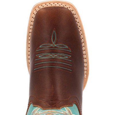 Pre-owned Durango Women's 12" Lady Rebel Pro Pull On Western Boot Bay Brown/arctic Blue -