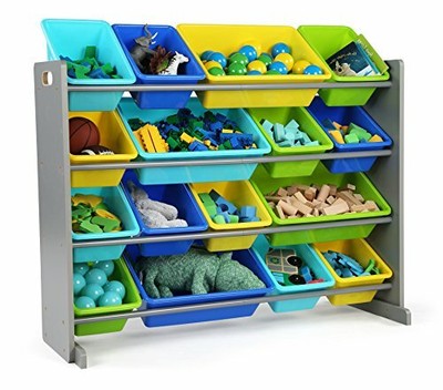 Humble Crew Extra-Large Toy Organizer 16 Storage Bins Grey/Blue/Green/Yellow | eBay
