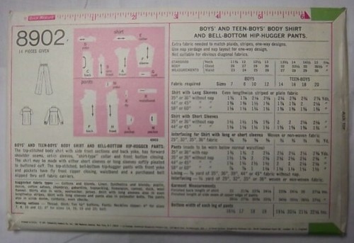 Boys Shirt & Pants #8902 Size 14 Simplicity Pattern Un-Cut 1970